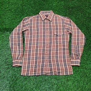 Baracuta Vintage 80s Plaid Shirt Mens M 16x33 Slim Fit Preppy Ivy League